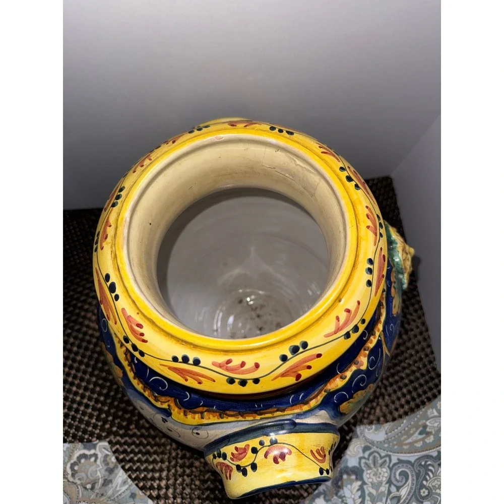 Deruta Artistica Italy Vino Veritas Majolica Vase Bacchus Grapes 14